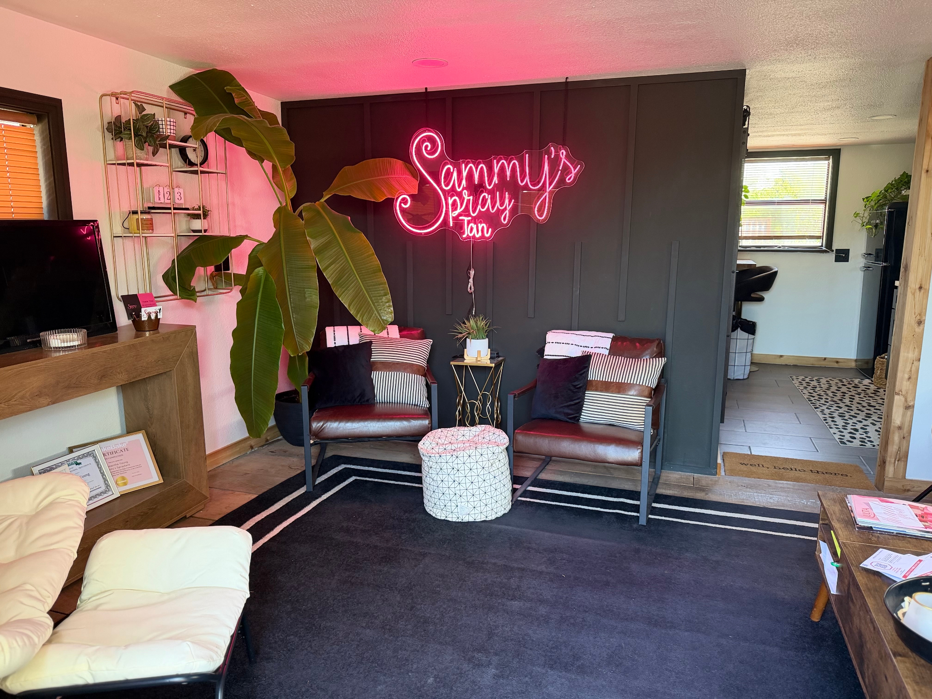 Sammy's spray tan studio interior